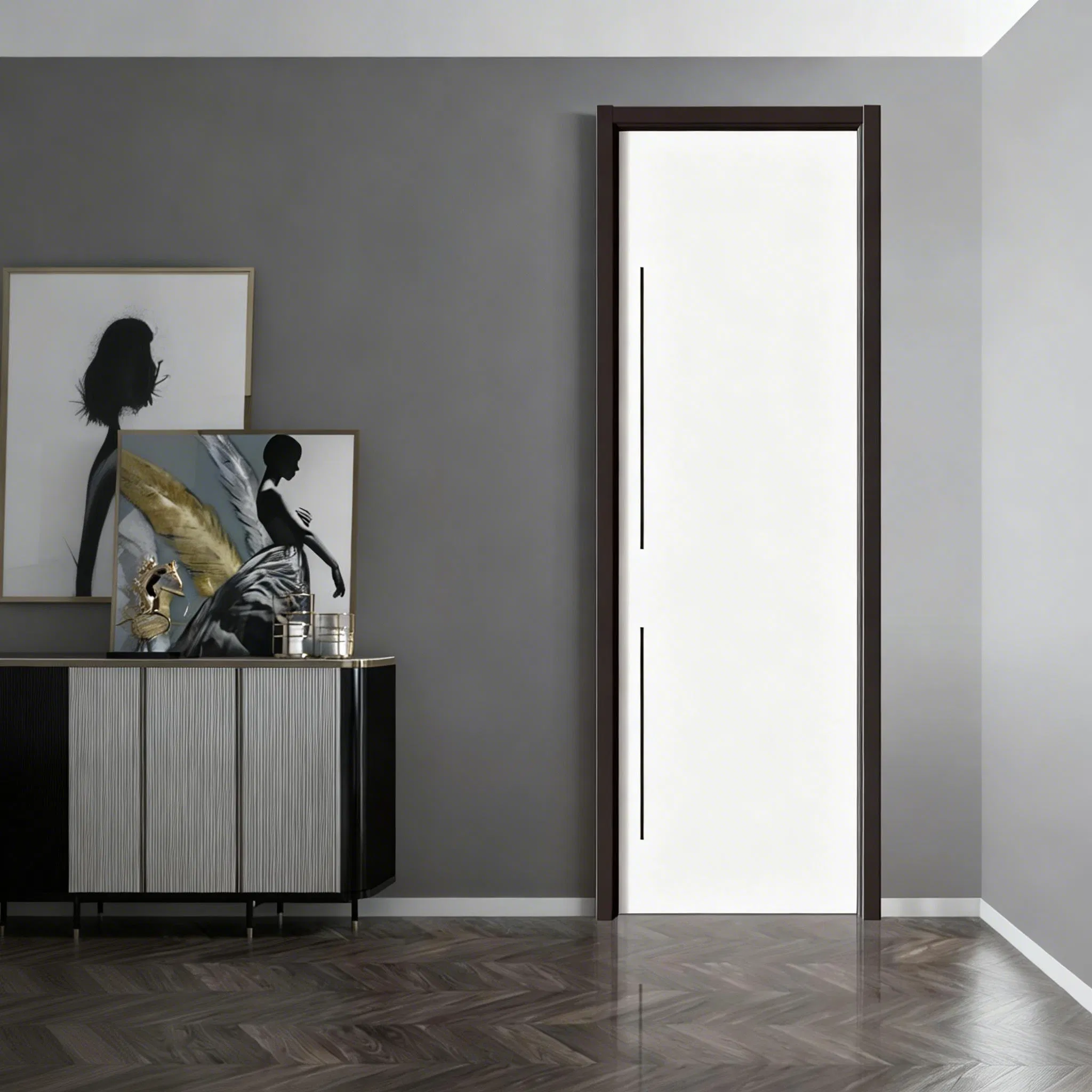 Modern Wooden Wood Main PVC Double Leaf Door for Housing Main Doorway