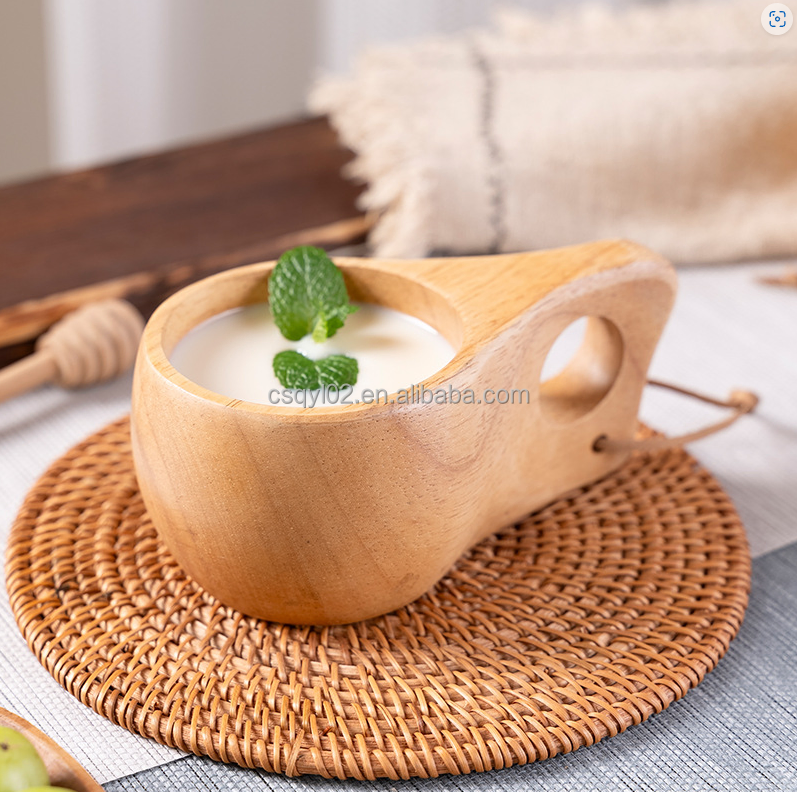 Handcrafted Acacia Wood Camping Mug for Coffee and Tea