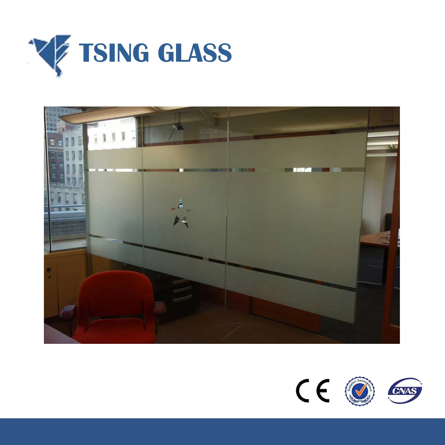 8/10/12mm Frosted Tempered Glass Acid Etched Tempered Glass for Balustrades, Handrails. Office