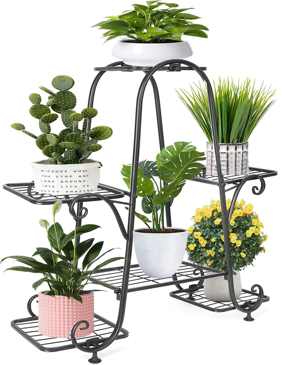 Metal Shelf Rack Tiered Holder Vertical Iron Potted Planter Flower Plant Stand