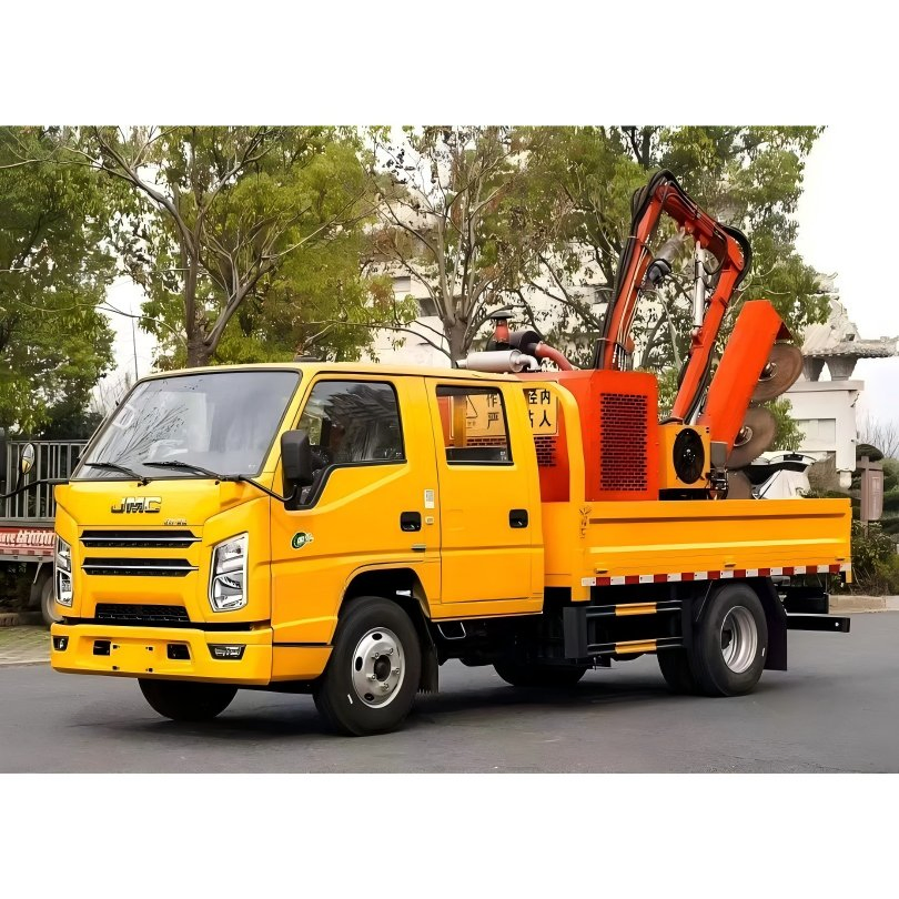 Highway Maintenance Folding Arm Boom Green Hedge Trimmer Truck Trimming Hedges Shrubs Greenery Forestry Lawn Tree Branch Cutter Cutting Vehicle