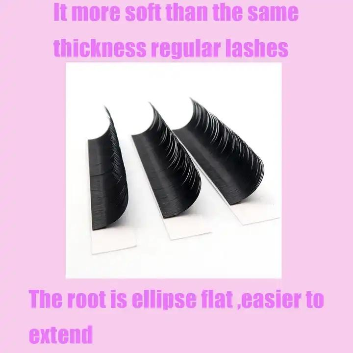 Soft 0.10 Flat Classic Lash Ellipse Matte Lash Extensions with Split Tips 0.15 0.20 mm Black Brown Flat Eyelash Extensions