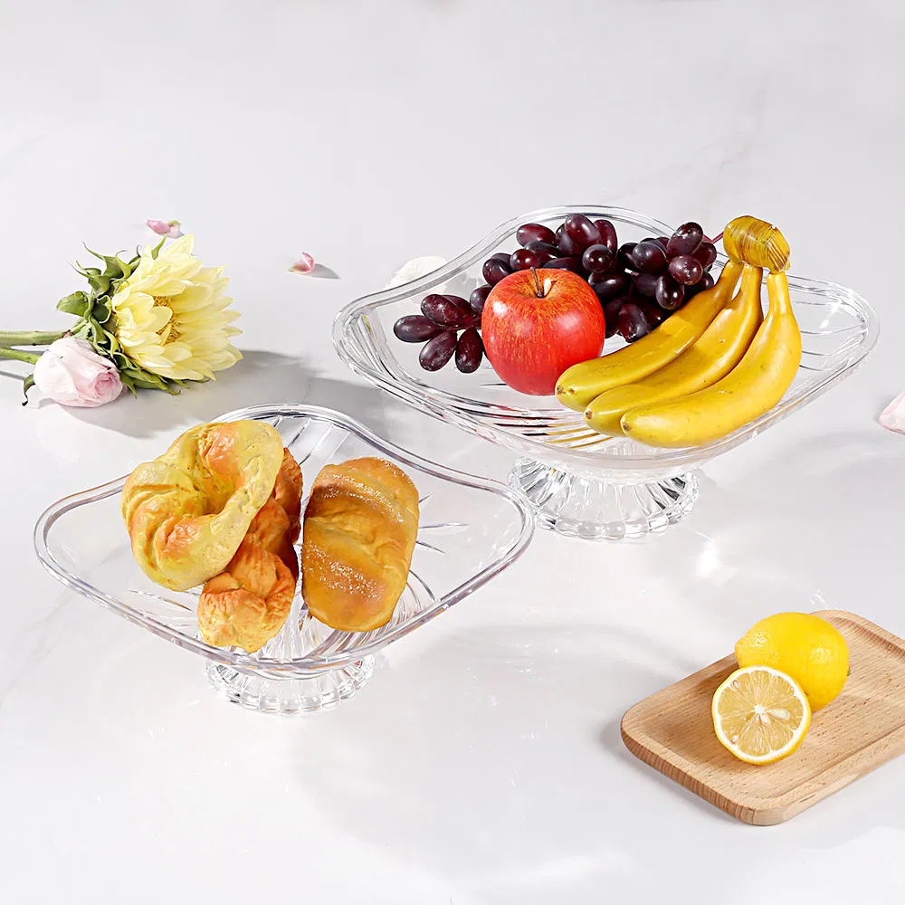 Plastic Fruit Plate - Modern Wheat Square Design with Holder