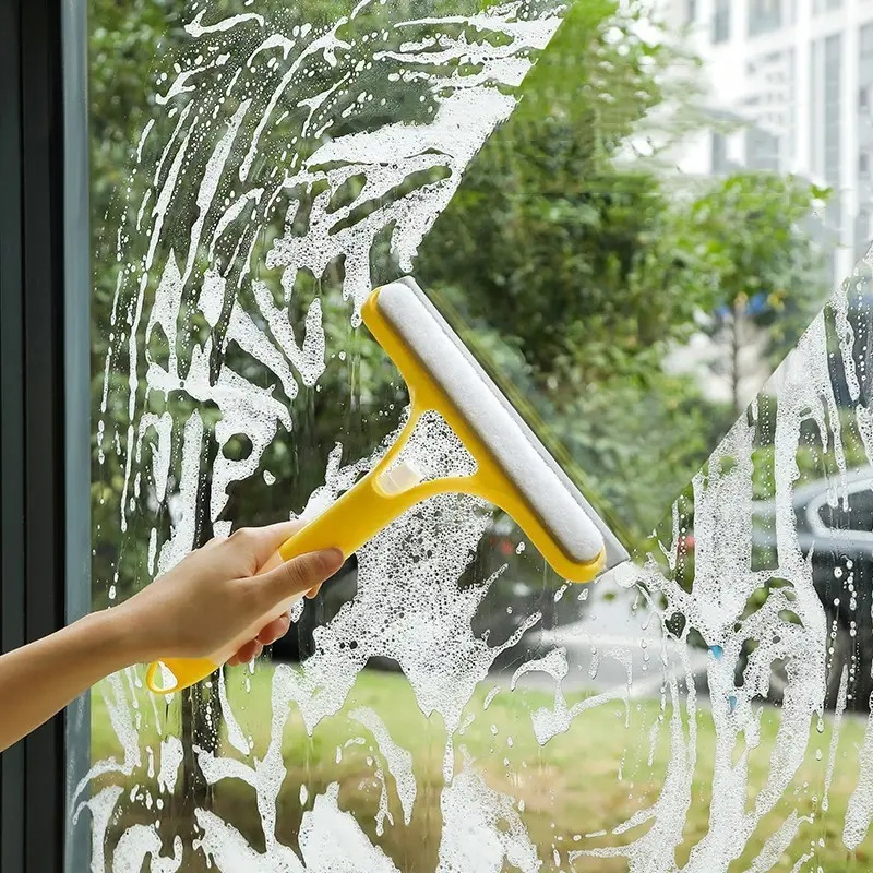 Double-Side Glass Wiper 3 in 1 Multifunctional Car Windshield Window Cleaner Windows Squeegee with Spray Bottle