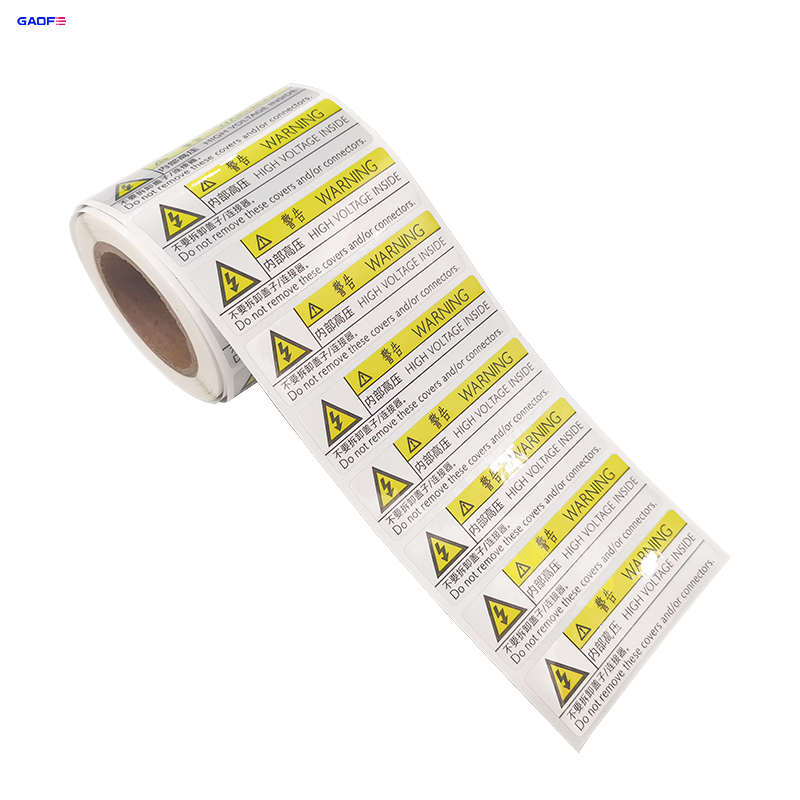 Warning Sliver Pet with Strong Glue Logo Customized Label Polyester Equipment Sticker