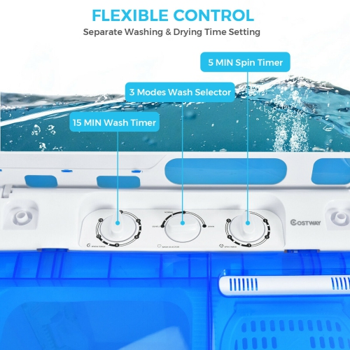 Twin Tub Laundry Cleaning Top Loading Mini Automatic Washing Machine