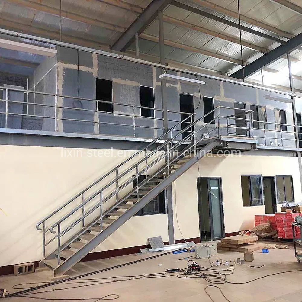Prefab House Steel Storage Shed with Mezzanine Floor Steel Structure