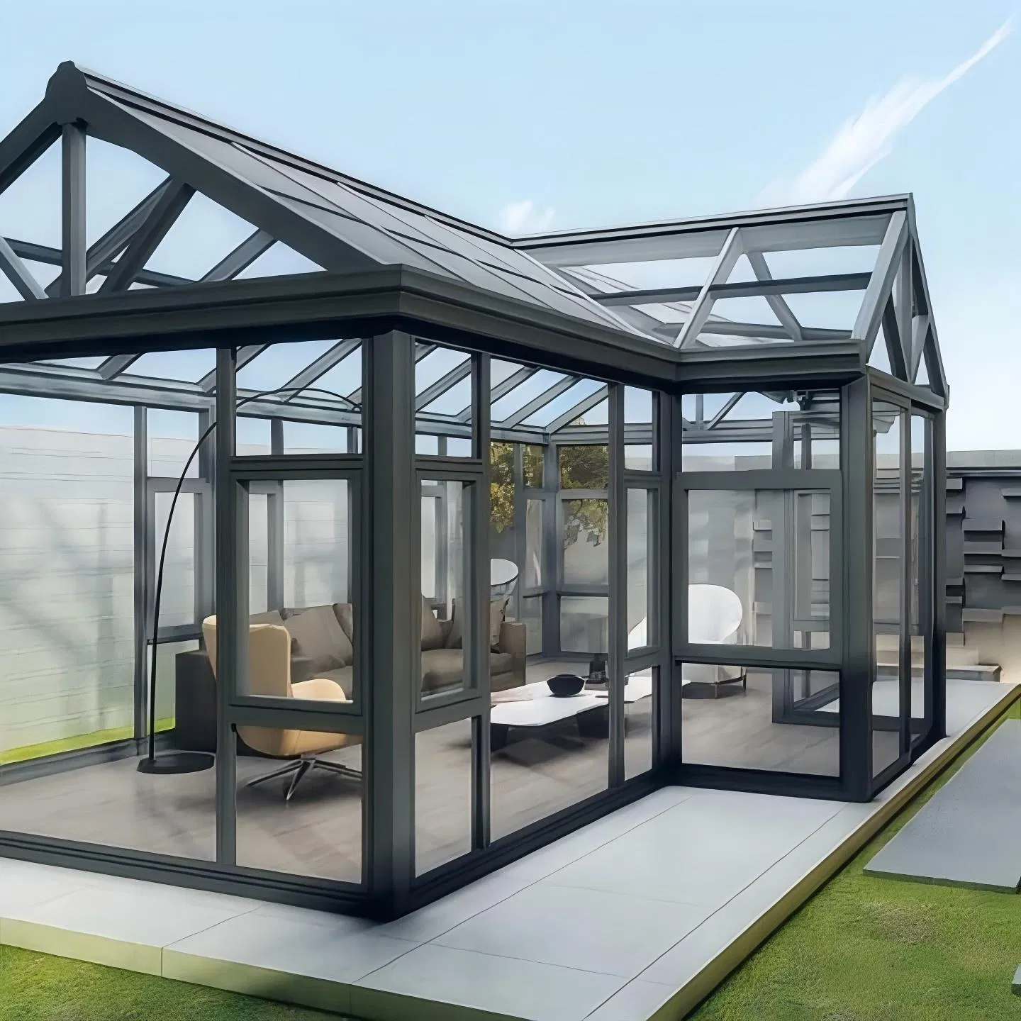 Modern Aluminium Sunroom Conservatory Outdoor Four Seasons Winter Garden Glass House Sunrooms