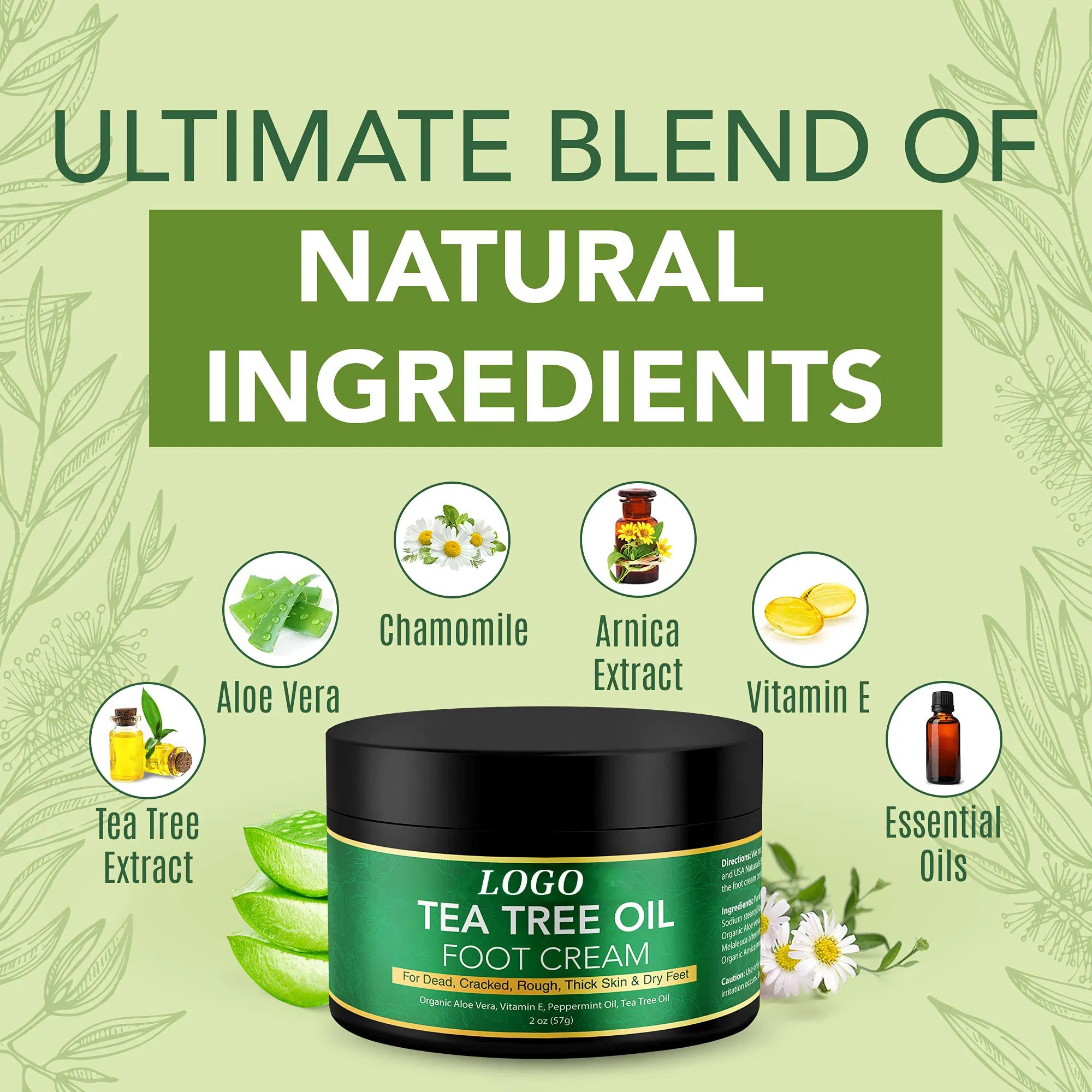 Beauty Cosmetics Skin Care Soothing Dry Mild Tea Tree Oil Foot Cream