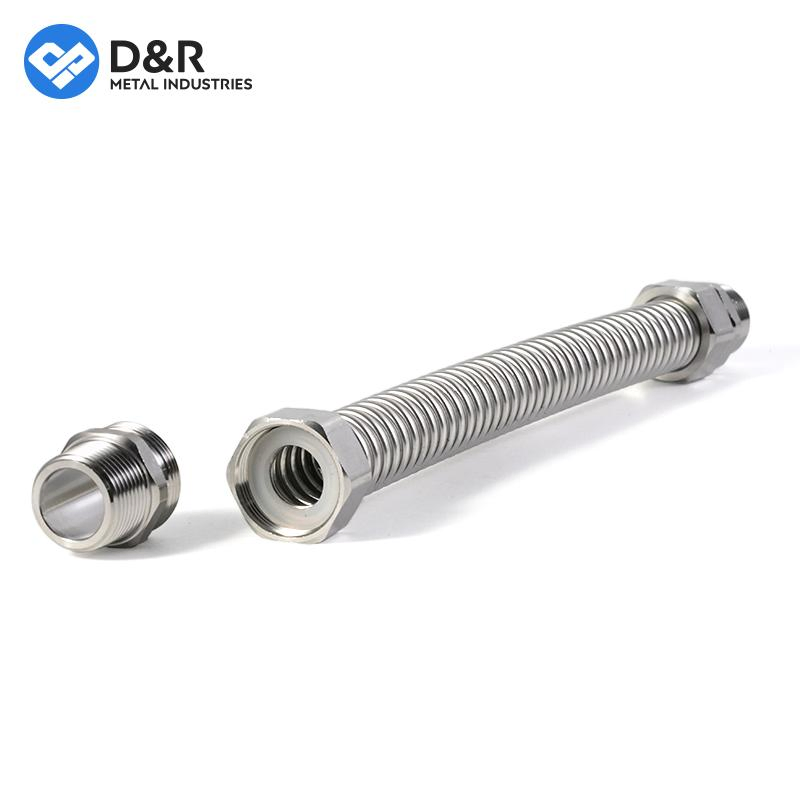D&R Plumbing 1/2" DN20 1" Custom Lengths Flexible Metal Hose with Braided with Corrugated Type
