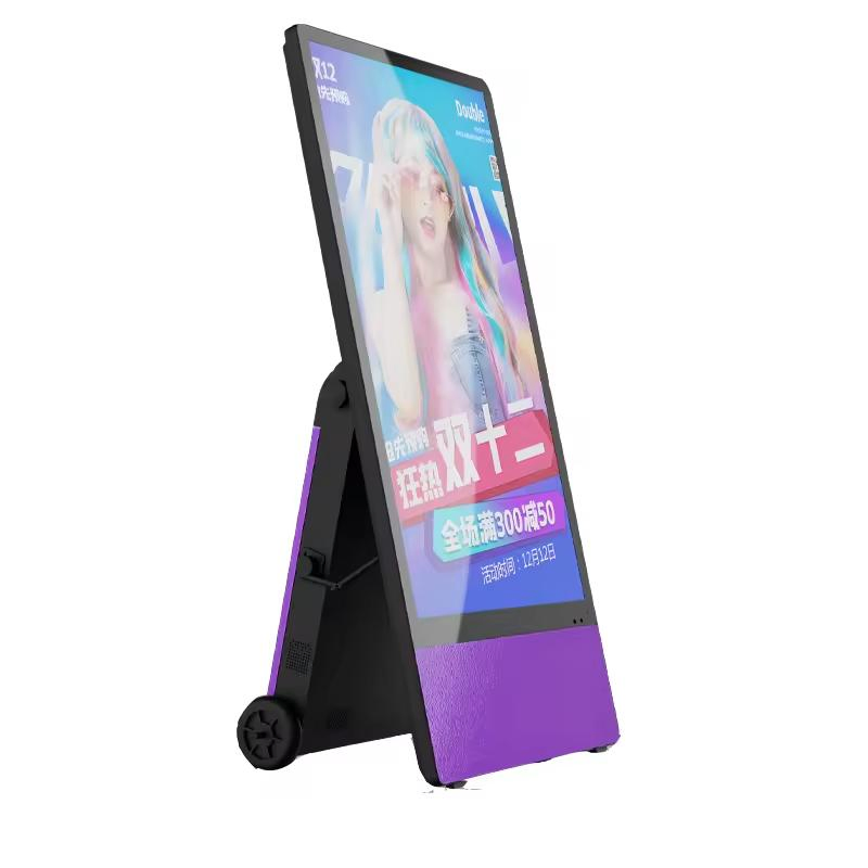 LCD Display 43 Inch Screen Outdoor IP65 Waterproof Digital Signage Battery Rechargeable Mobile Poster LCD Advertising IR Touch Screen