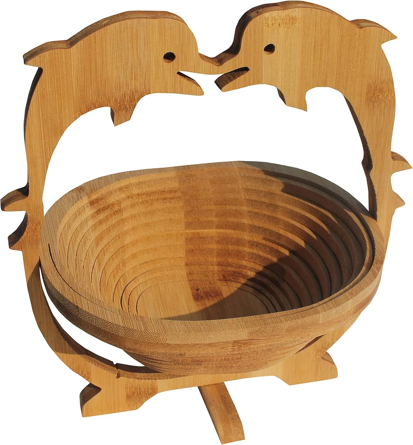 Creative Dolphin Shaped Bamboo Fruit Bowl Holder Basket