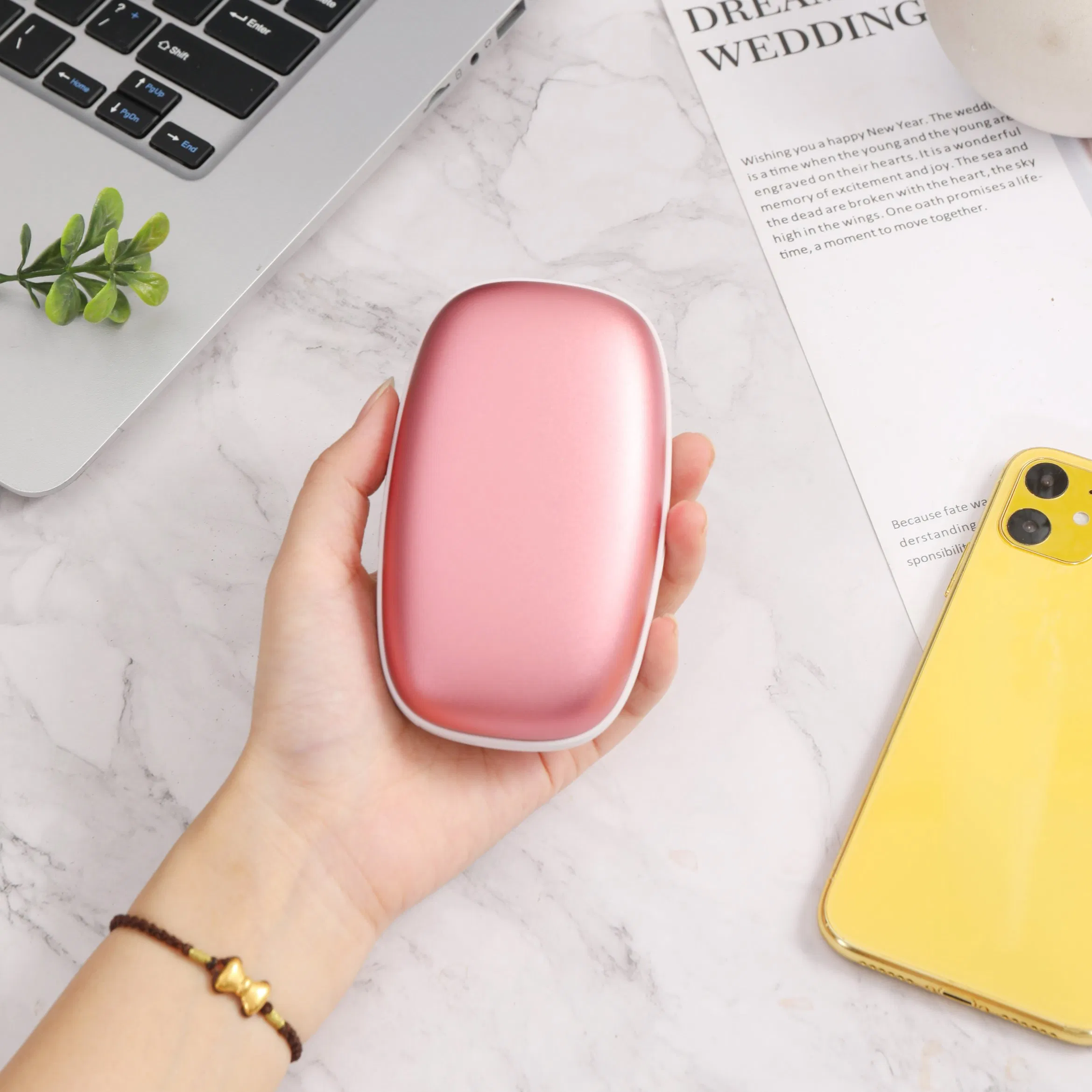 Portable Aluminum 10000mAh Reusable USB Port Electric Rechargeable Hand Warmer for Winter Outdoor with Camping Lamp
