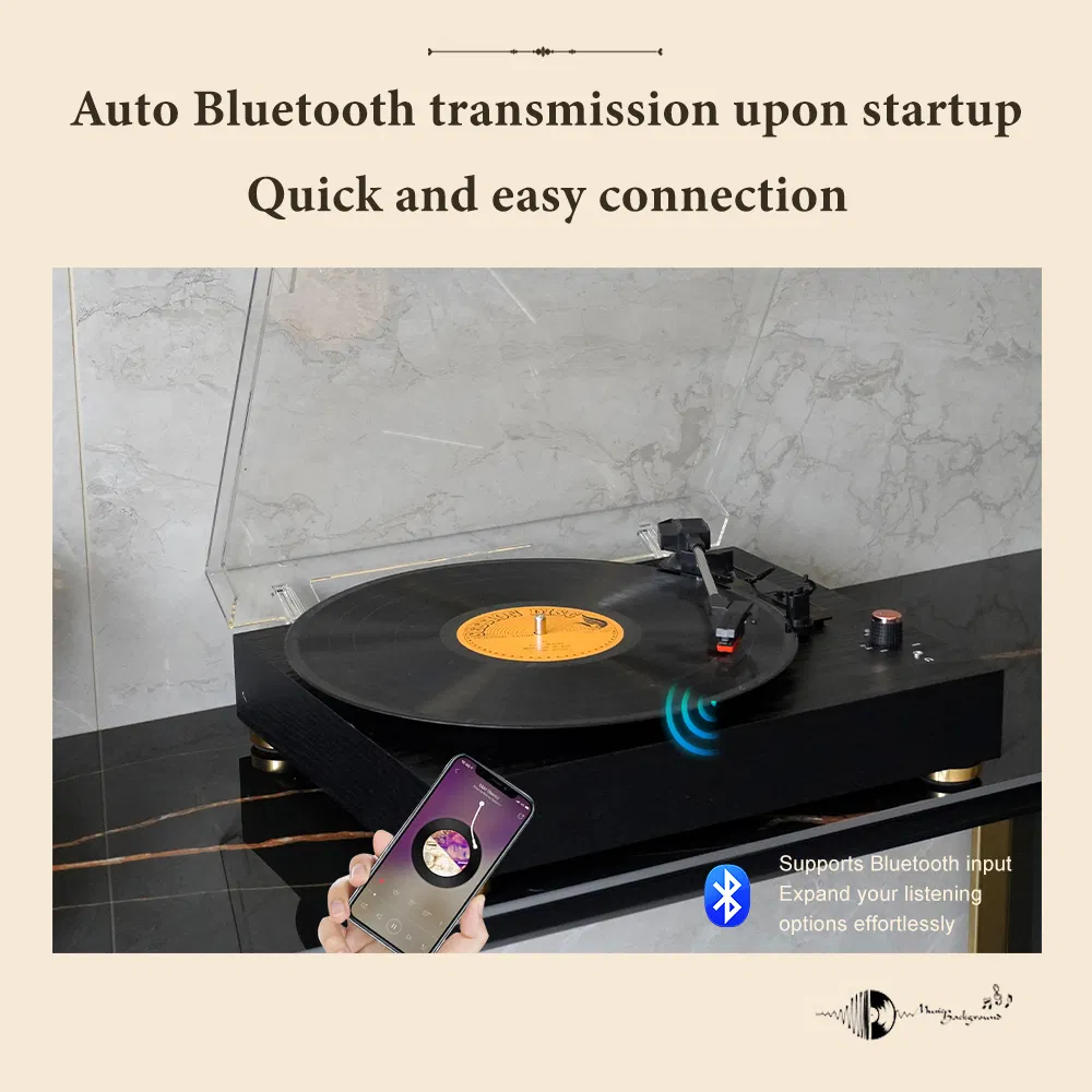 Tr104 Modern Fashion Design Lp Bluetooth Vinyl Record Player Retro Gramophone Turntable Player with Automatic Pause