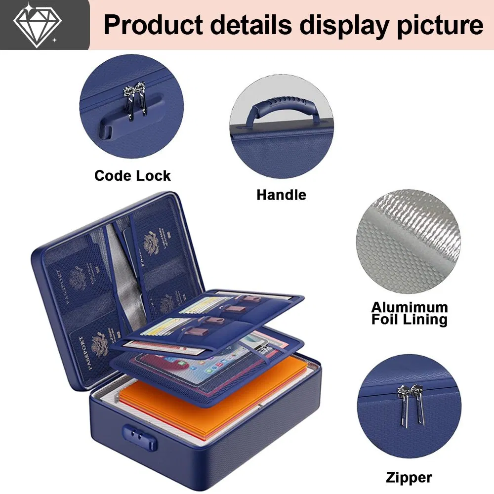 Portable Fireproof Safe Document Bag for Home Office and Travel