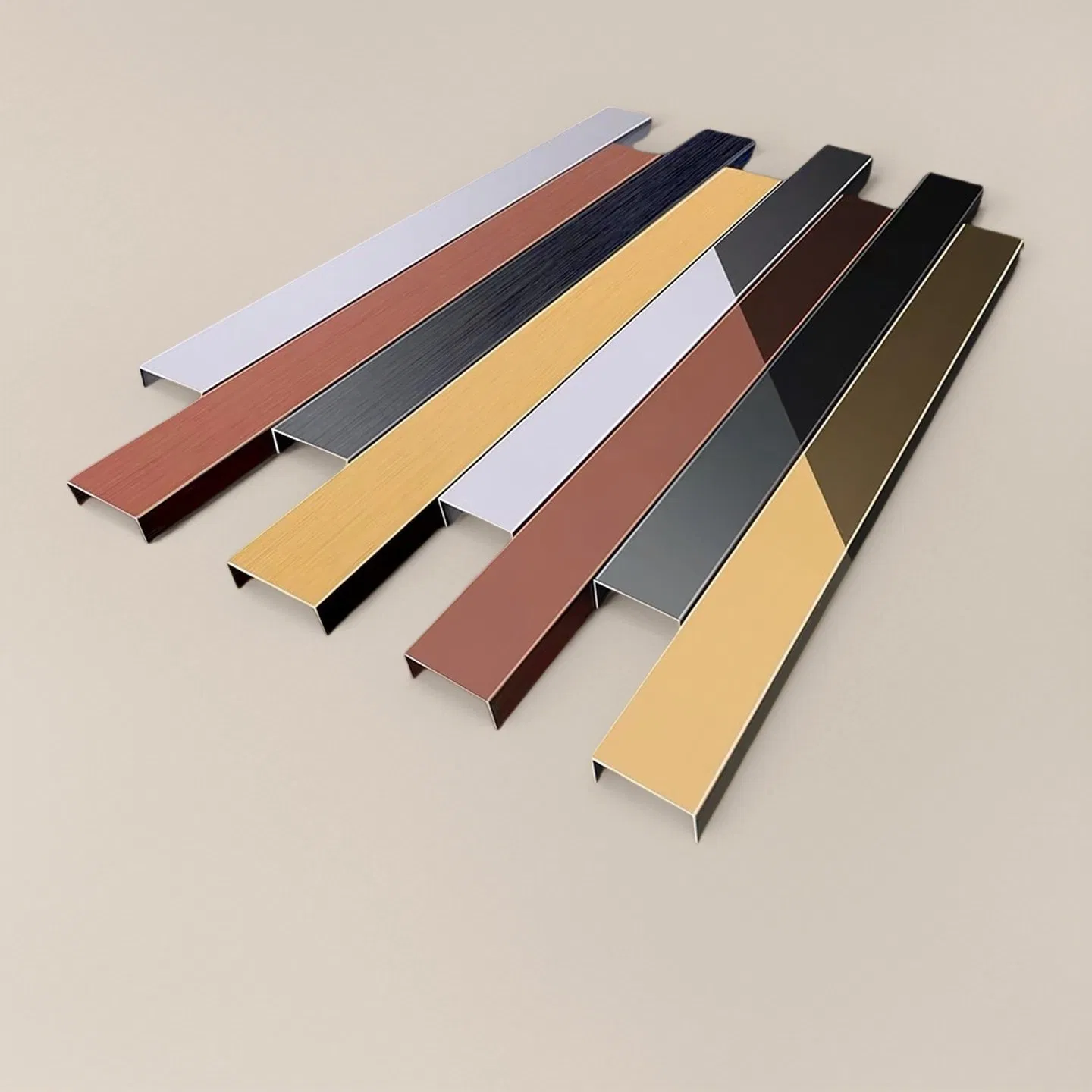 T&C U11 U-Shape Strip PVD Mirror Brushed Finish Stainless U Groove for Glass Partition