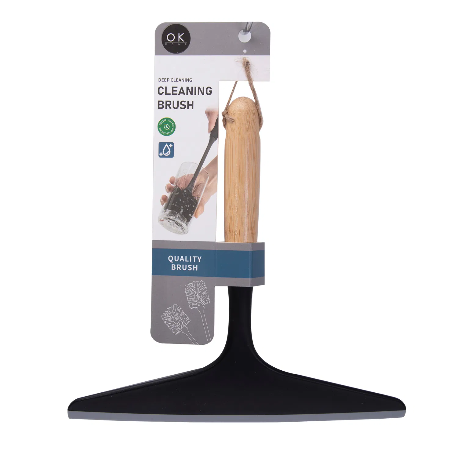 Eco-Friendly Wooden Handle Handheld Window Squeegee with Hanging Hook