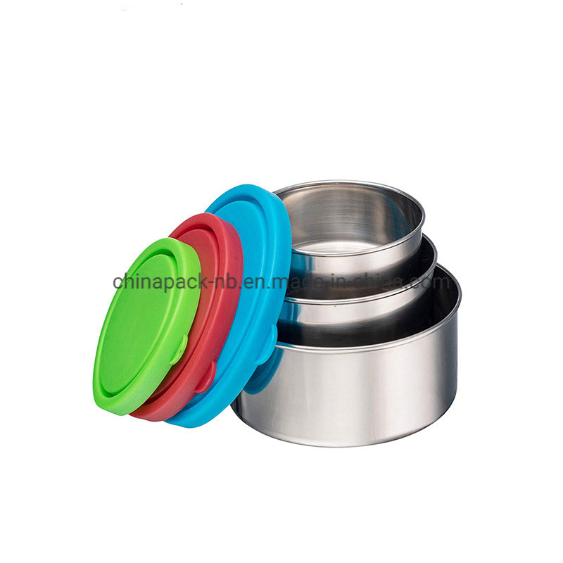 Round Stainless Steel Containers (3 pack)