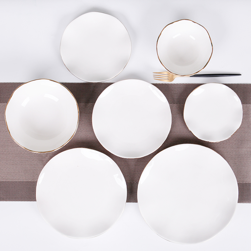 Wholesale Gold Rim Wave Edge Dinnerware Wedding Dinner Set