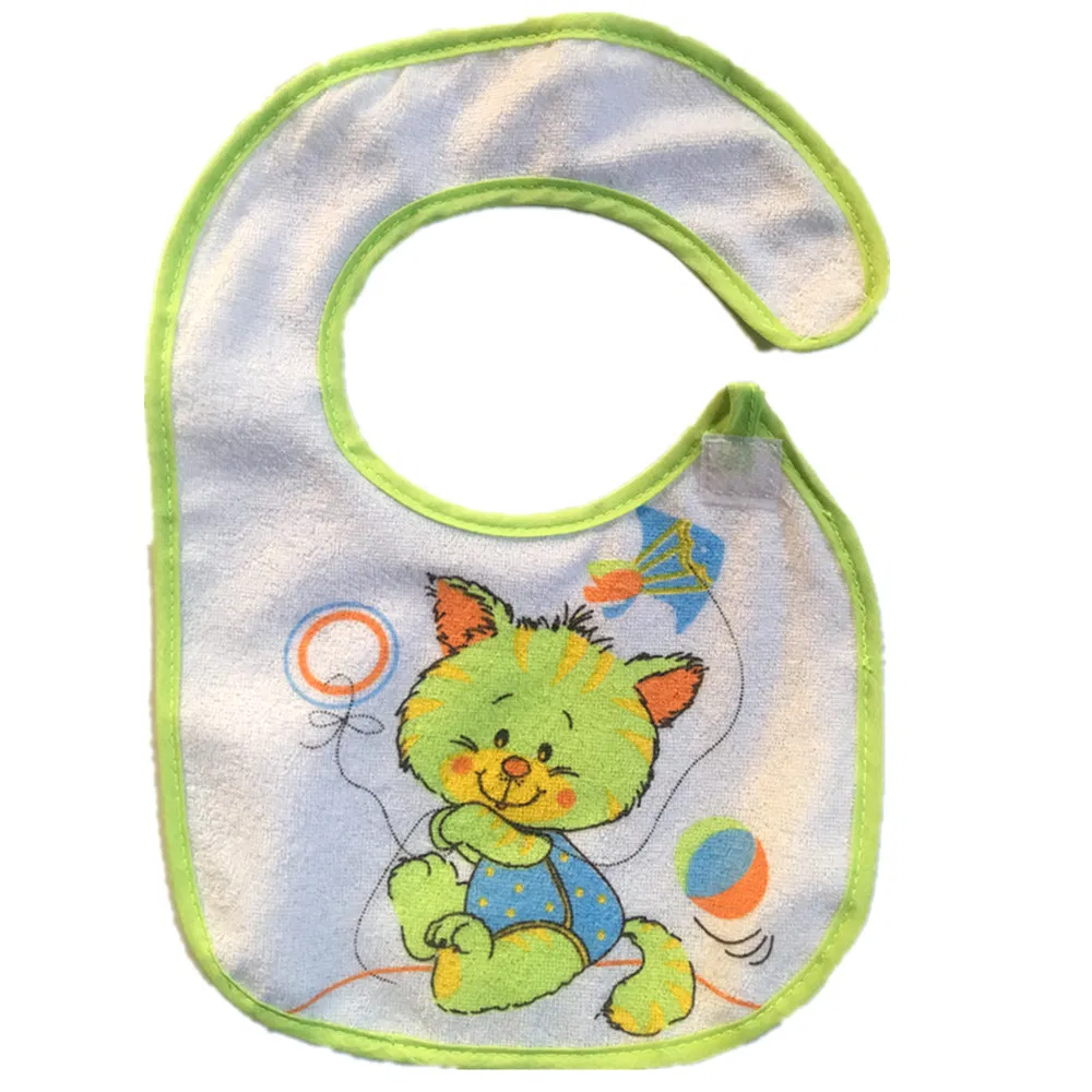 OEM Custom Logo Printed Promotional Advertising Cotton Terry Baby Bib Adjustable Drool Bibs
