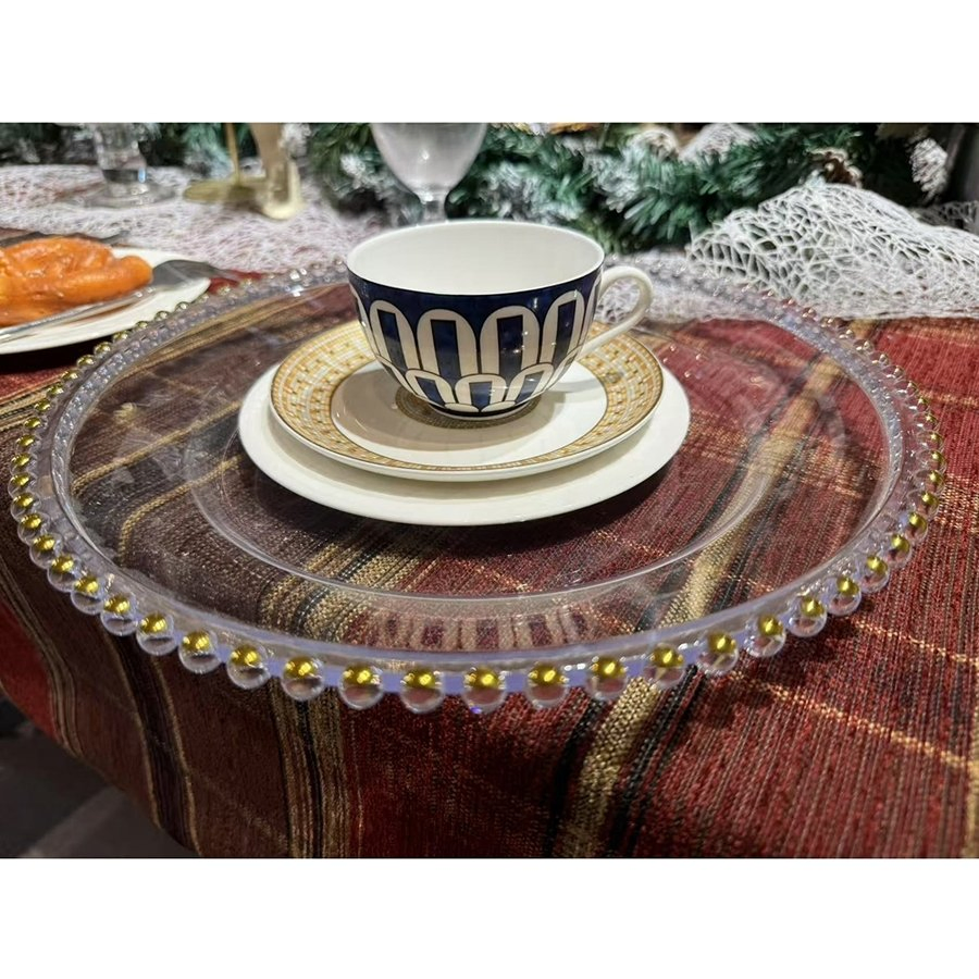 Quality Assured 32X3.3cm Dimensions PP Material Plastic Disposable Fine Dining Charger Plate