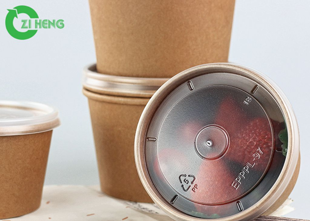 Custom Disposable Kraft Paper Soup Rice Noodle Bowl with Lids