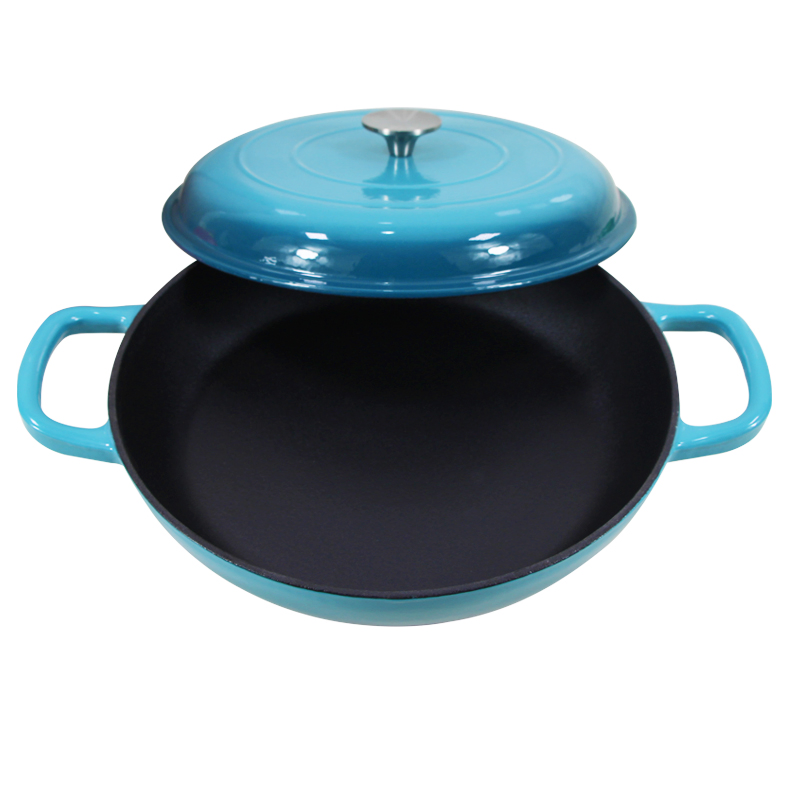 Чугунная эмалированная сотейник-казан 30 см с крышкой