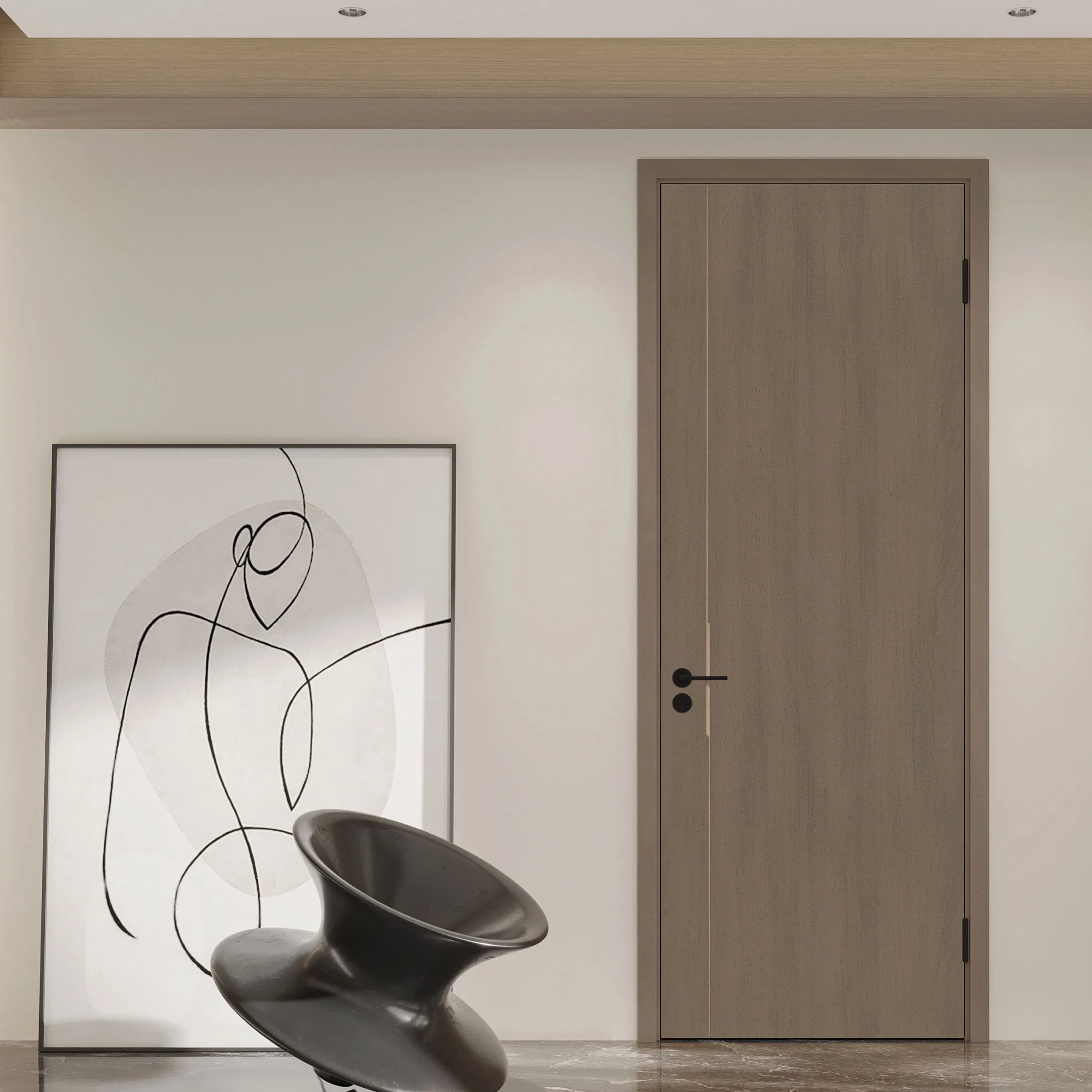 Elegant European WPC Hotel Door with Custom Engraved Patterns