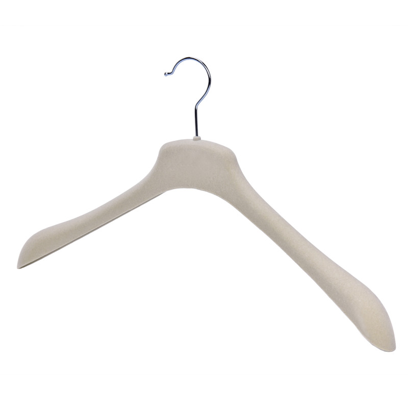 White Velvet Flocked Coat Hanger Without Pants Bar
