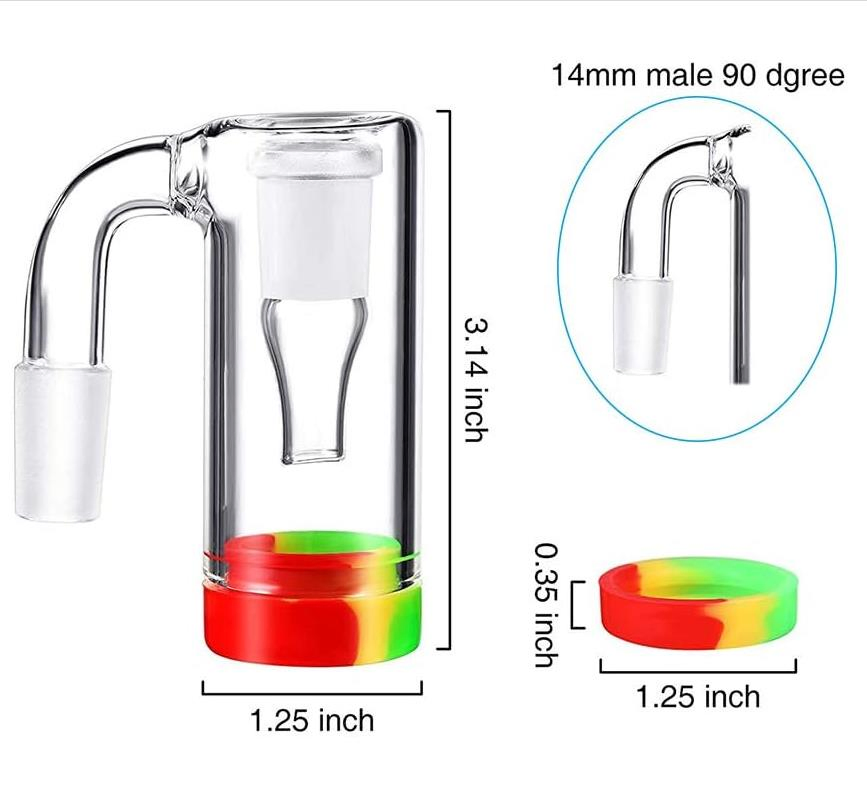 Can Be Reused 14mm Male Glass Ash Catcher Collector with Silicone Container Smoking Accessories