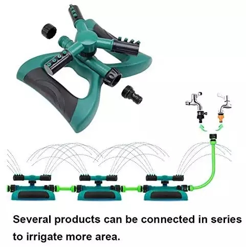 Adjustable Spray Direction Garden Watering Sprinkler 360° Rotating Irrigation Three-Arm Sprinkler for Lawn