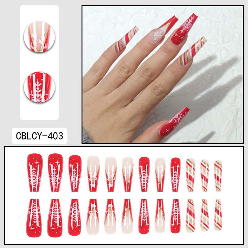 24 Pieces New Christmas Wearable Nail Art Wholesale Pre-Made Nail Tips