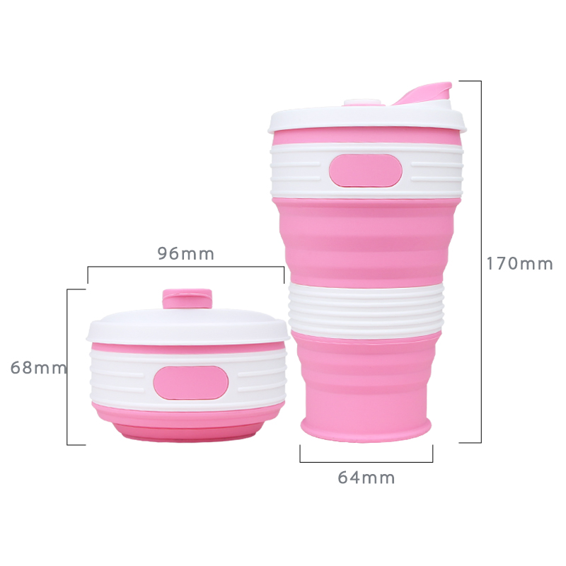 Eco-Friendly Portable Sports Foldable Water Bottle Silicone Coffee Folding Collapsible Cup with Straw