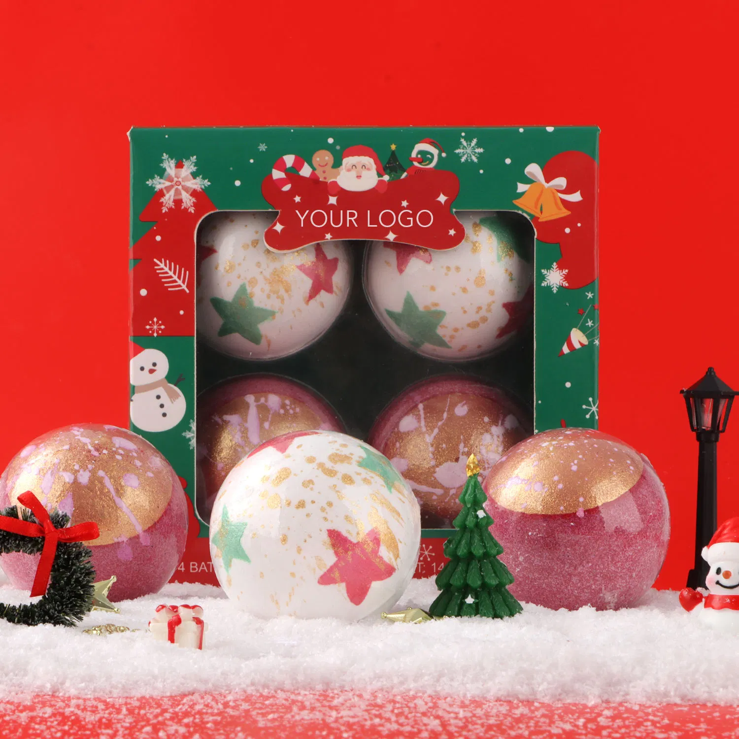 Handmade Organic Christmas Bath Bombs Relaxing Shower Tablets Scented Fizzies Lavender Rose Milk Christmas Bath Gift Set