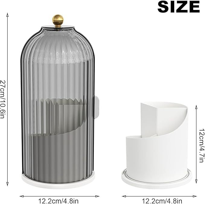 Makeup Brush Holder Organizer with Lid-360 Rotating Wbb26356