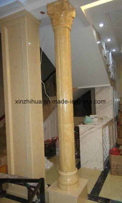 Translucent Backlit Yellow Onyx Blue Jade Marble Roman Column Pillar