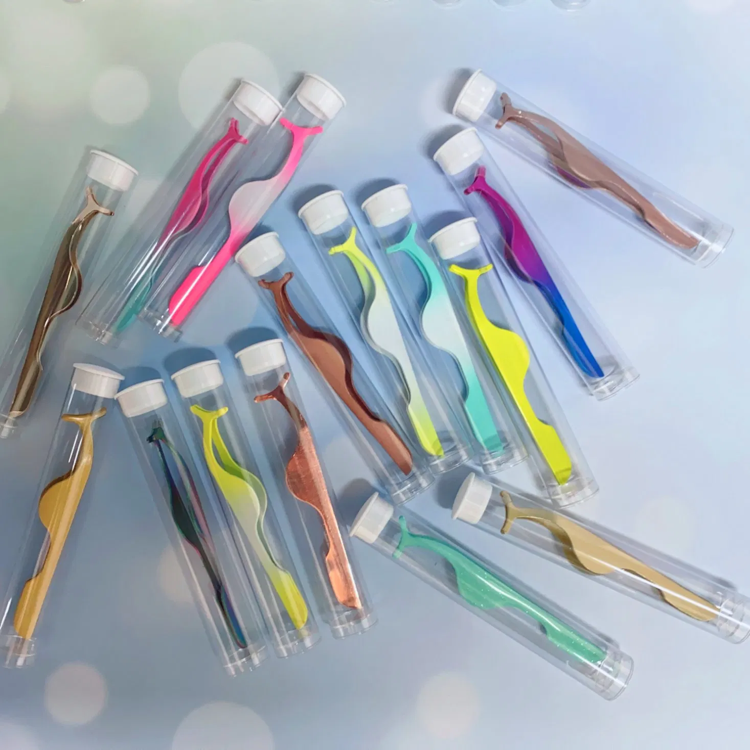 Wholesale Beauty Lash Tweezers Sets White Titanium Tweezers Bulk Eyelash Tools Private Label Eyelash Tweezers