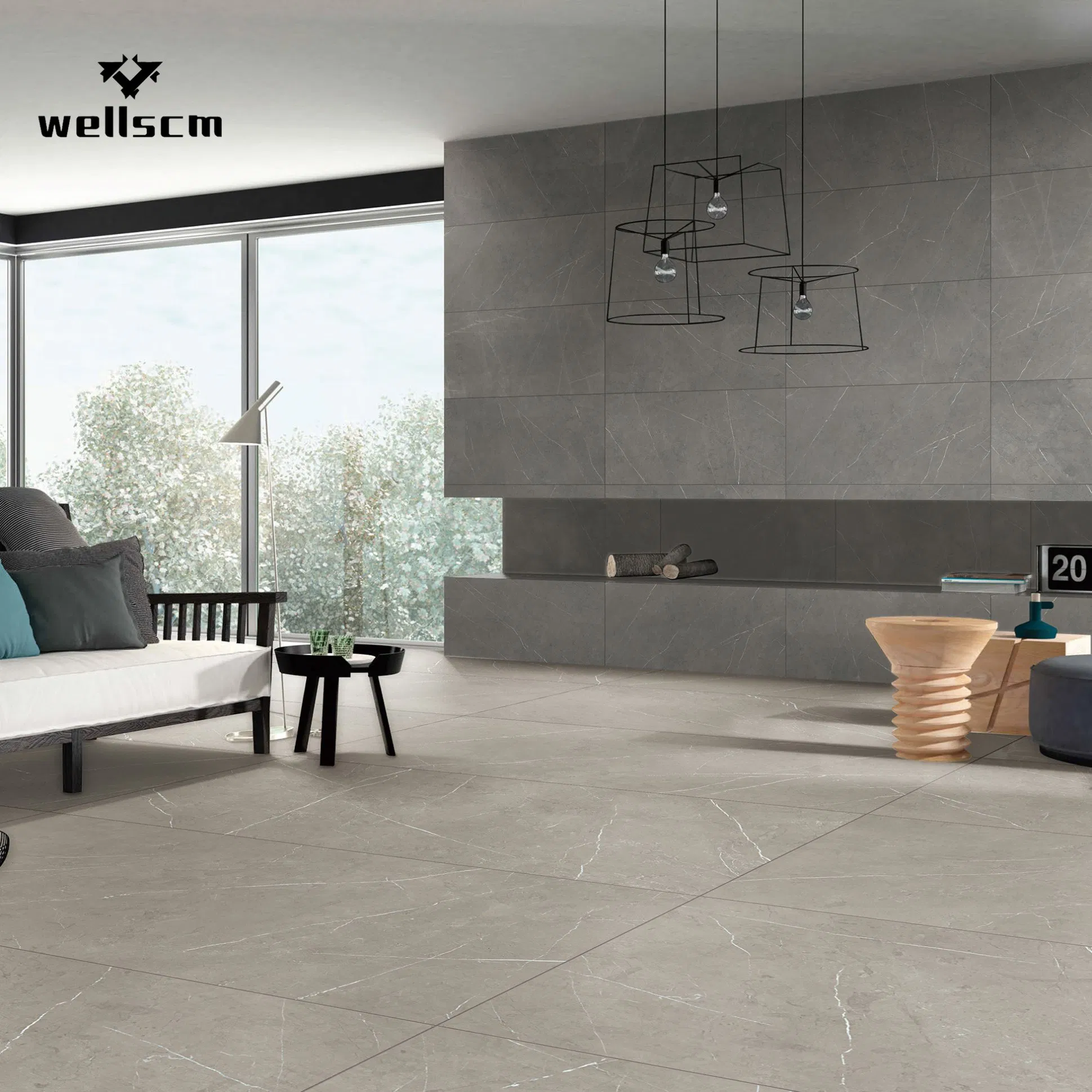 Thick Full Polished Surface Porcelain Glazed Marble Tile with Carrara Grain Light Weight