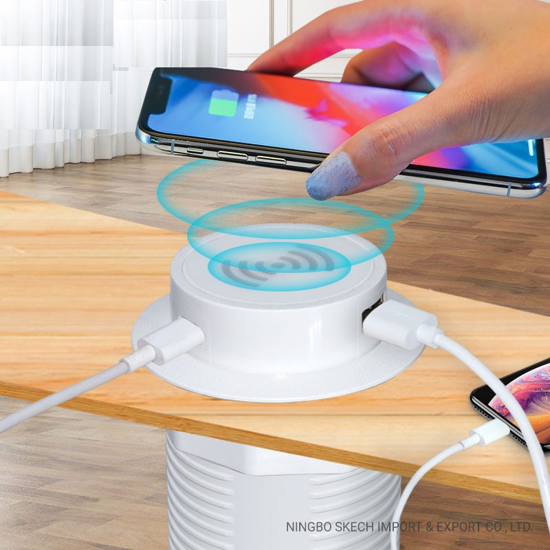 Desktop Wireless Charging Embedded Lifting USB Charger for Mobile Phone Quickly Charging