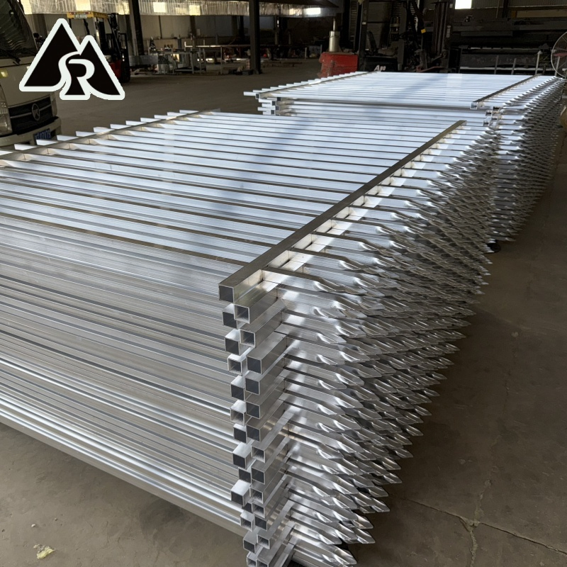 Security Black Metal Steel Picket Fence Outdoor Garden Galvanized Steel Fence Panels