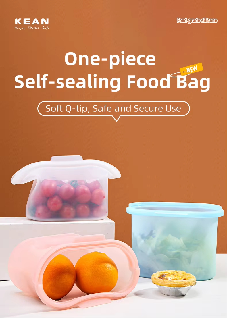 250ml 500ml 1000ml Food-Grade Reusable Silicone Food Storage Bags for Sandwich, Liquid, Snack, Meat, Vegetable
