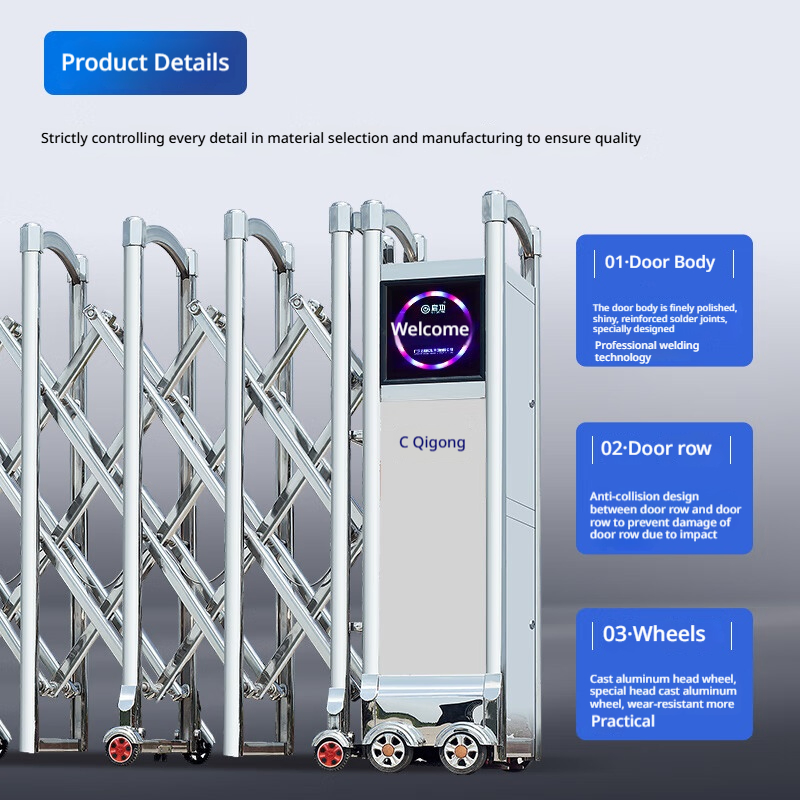 Omani Schools Anti-Pinch Sensors Auto-Close Dust-Free Operation Stainless Steel Telescopic Gate