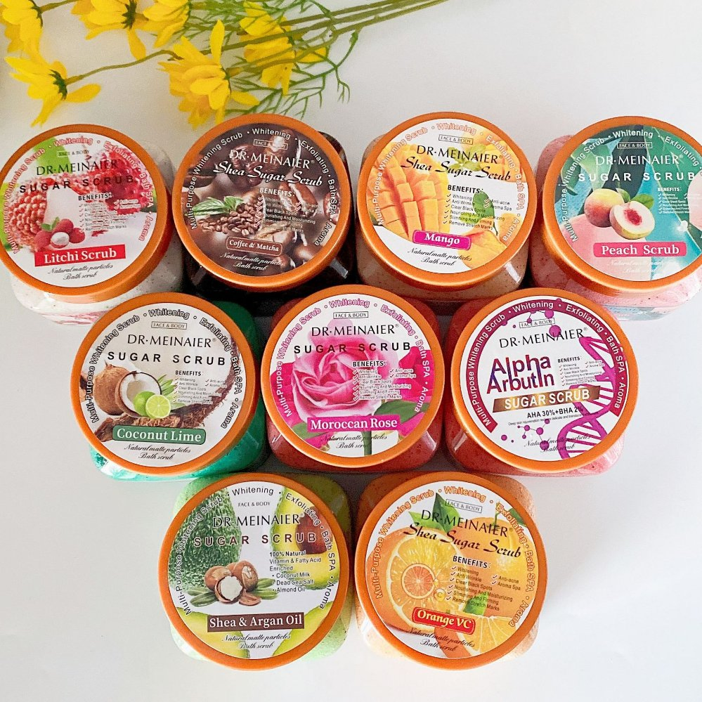 Shea Butter Mango Bath Salt Scrub Fruit Acid Alpha Arbutin Sugar Scrub