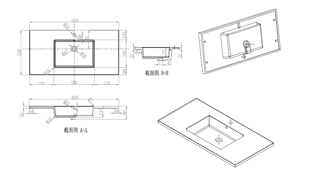 Repairable Molded Solid Surface Acrylic Integrated Sink for Bathroom Basin