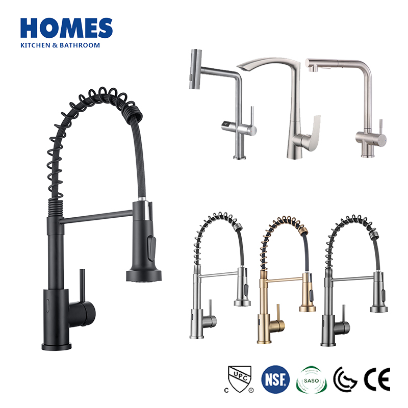 Factory High Quality Water Tap Basin Sink Faucet Stainless Steel Cold Hot Sink Single Lever 360 Rotating Kitchen Faucet with Pull out Sprayer Mixer
