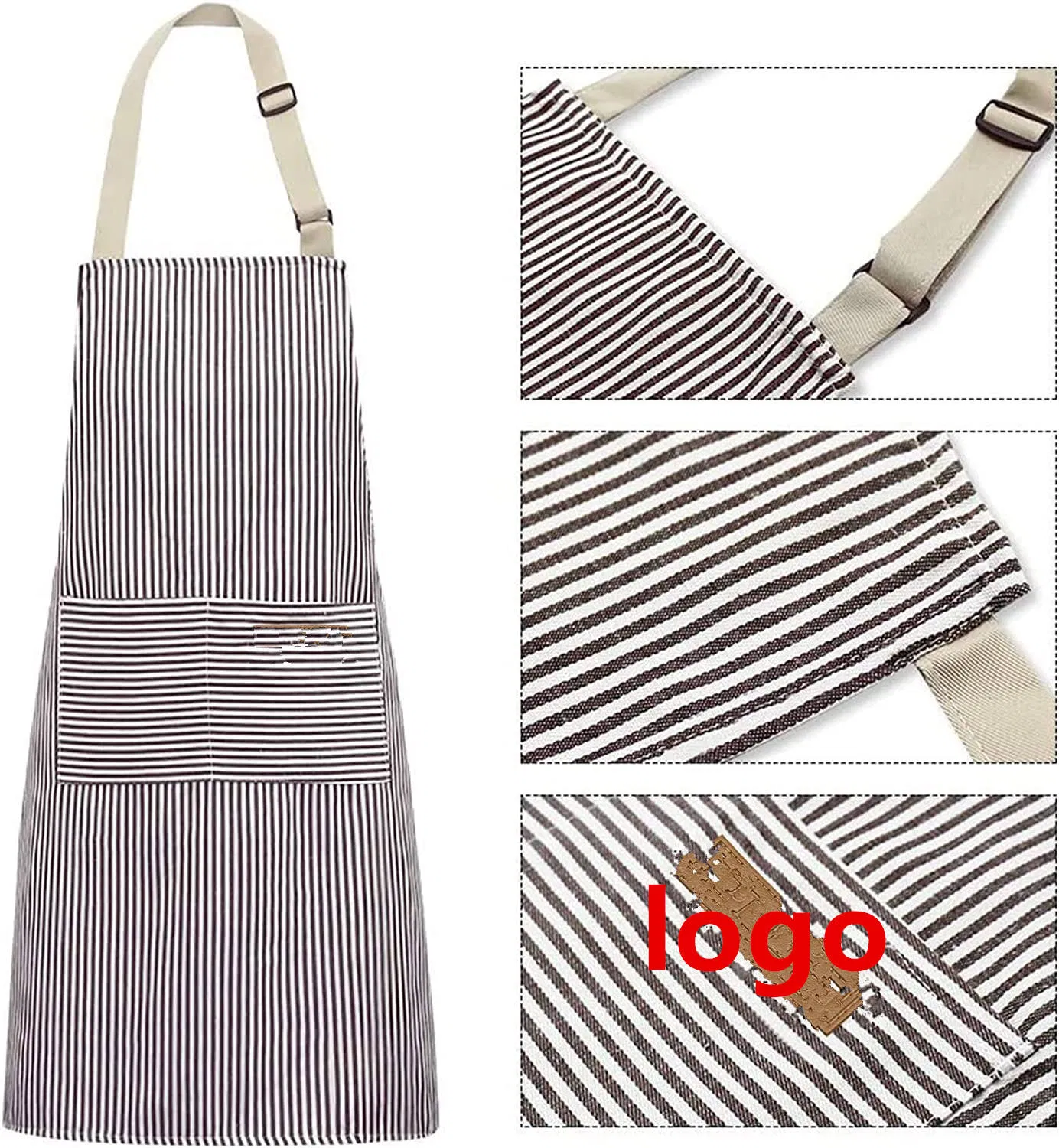 100% Cotton Waterproof Soft Aprons with 2 Pockets