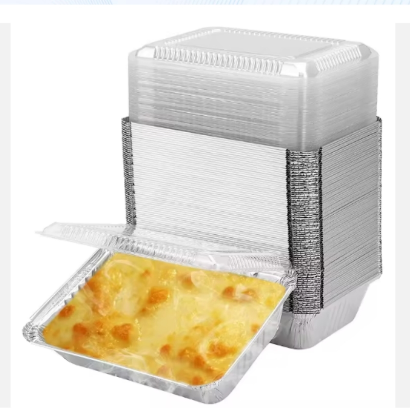 Disposable Aluminium Cooking Container Takeaway Tin Foil Food Tray with Lid