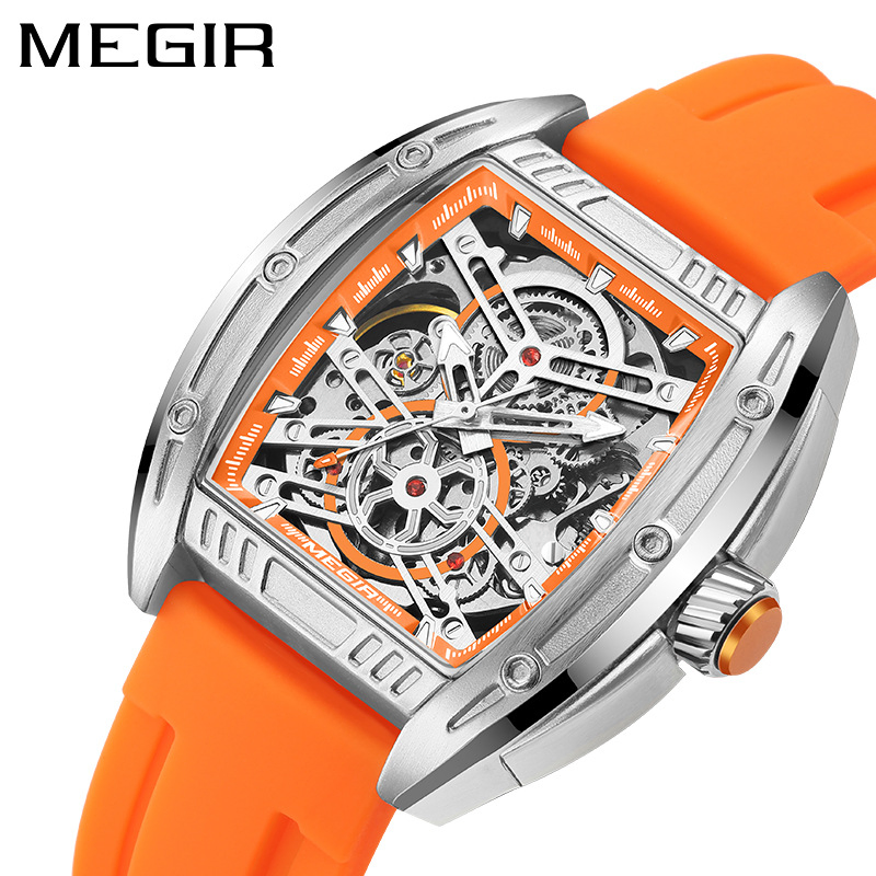 Megir 8601g Men's Sports Business Silicone Strap Multi Functional Automatic Mechanical Watch