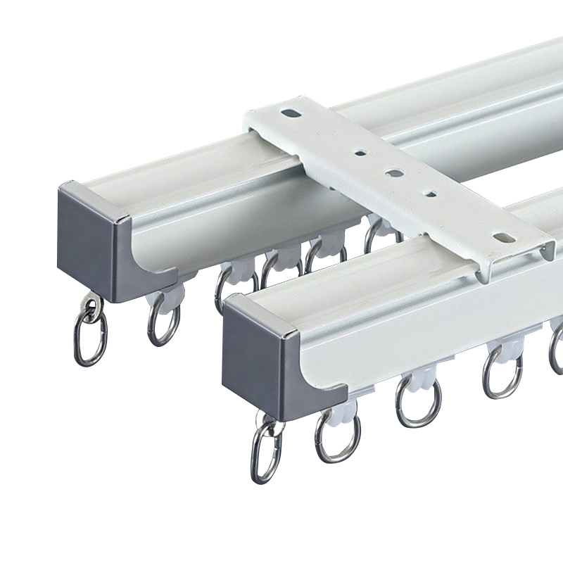 Customizable Silent Dual-Track Aluminum Curtain Rail for Top-Mounted Use