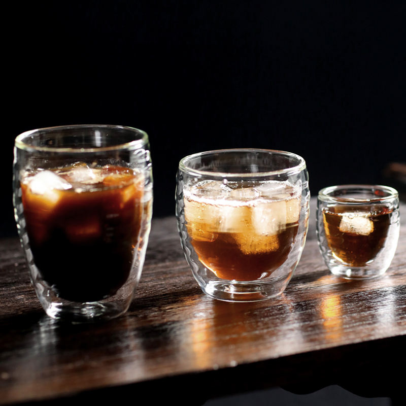 Double Wall Glass Cup with Wave Shape Mini Tea Cup